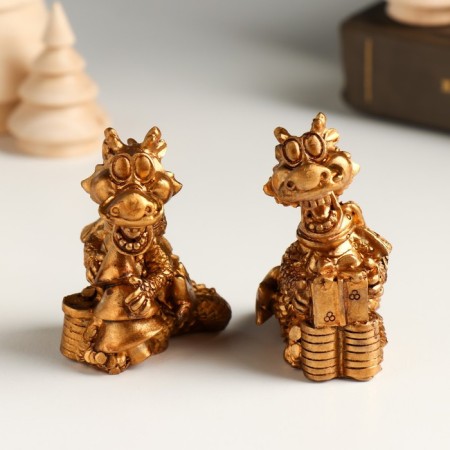 Polystone souvenir "Bronze Dragon in a scarf with coins" MIX 4.8x4.3x6 cm