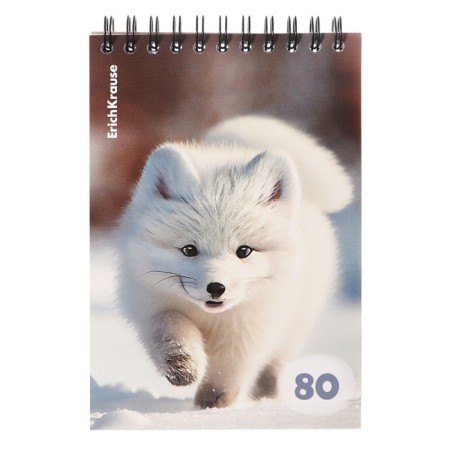 Notebook on spirals A6, 80 sheets, cage, Erichkrause "Fluffs", cardboard cover, OFSET unit, whiteness 100%, mix-1