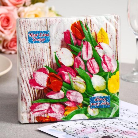 Paper Nev Line Fresco “Tulips Bouquet”, 3 layers, 33*33 cm, 20 pcs.