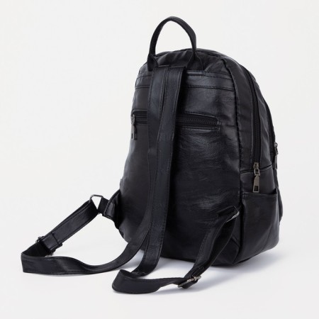 Women's backpack made of artificial leather with lightning, black color-1
