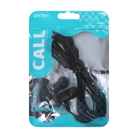 Perfeo Call headphones, vacuum, wired, microphone, 104 dB, 32 Ohm, 3.5 mm, 1.2 m, package, black-2