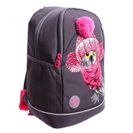 School backpack, 38 x 28 x 18 cm, Grizzly 363, ergonomic back, dark gray/pink RG-363-10_1-1