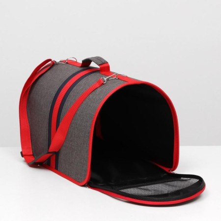 Bag - Animal Carrow, Frame, Folding, 46 x 28.5 x 26 cm, red -gray-4