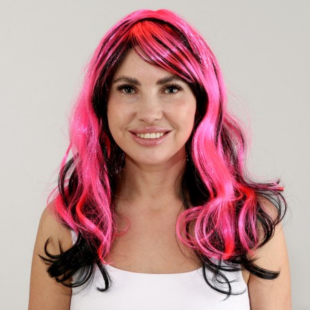 Carnival wig "tails", black-pink color-1