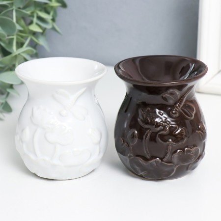 Aroma lamp ceramics "Dragonfly in flowers" mix 7x7x8 cm-1