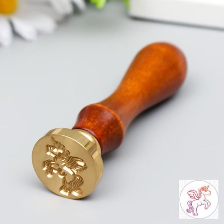 Printing for wax with a wooden handle "Unicorn with wings" 9x3x3 cm