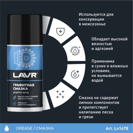 Graphite lubricant Lavr, 210 ml LN1478-2
