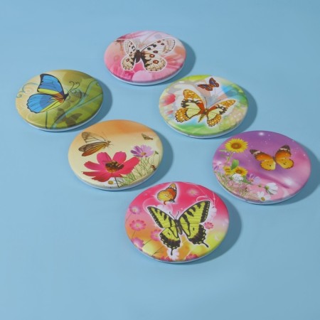Folding mirror "Butterflies", D 7.5 cm, MIX drawing-3