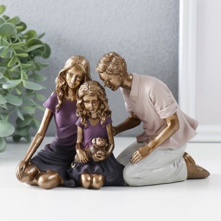 Souvenir Polystone "Parents, I and our puppy" bronze, purple 17.5x7.5x12 cm