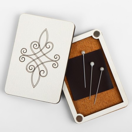 Magnetic needle "Ornament No. 2", 8 × 5.5 cm, beige color-3