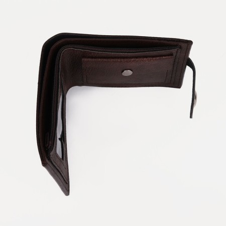 Male purse on a magnet, department for bills, for maps, for coins, brown color-2
