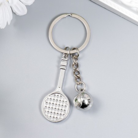Breek Metal "Game of tennis - rocket and ball" silver 7x2.5 cm-3