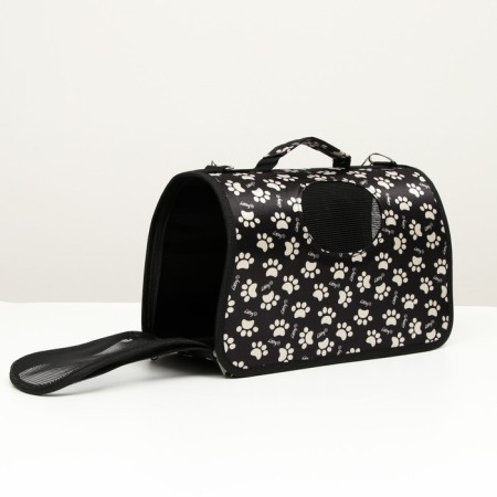 Bag - Carriage for animals "Happy" paws, black, size m, 40 x 21 x 27 cm-3