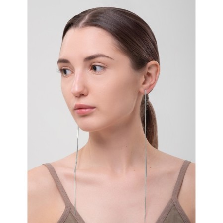 Hanging earrings "Maxi", color silver, 23 cm-4