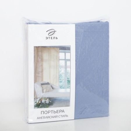 Curtain curtain Ethel 220x280 cm "English style", blue color, 100% p/e-4