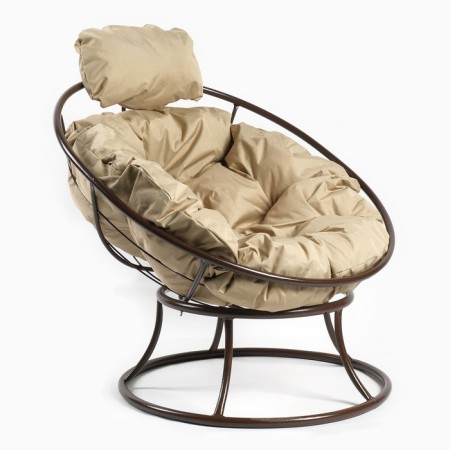 Armchair "Papasan" mini, with beige pillow, 81x68x77cm