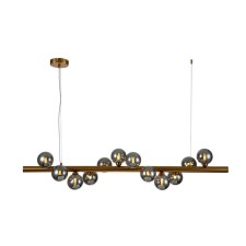 Suspended indigo, 11006/12p Brass. 12x5W, G9, 1270x260x285/1760 mm, smoky color