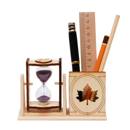 Sanding clock "Maple leaf", souvenir, with a pencil, 10 x 13.5 cm, purple