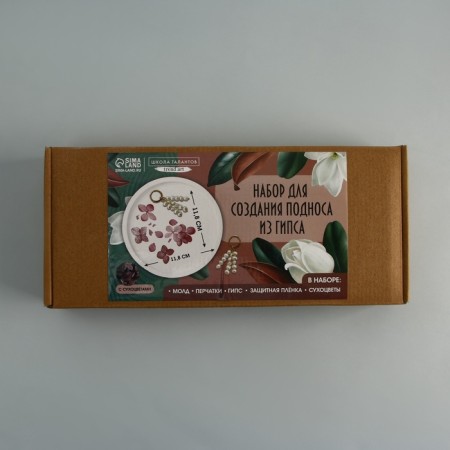 Set for creating a gypsum pan with dried flowers "Circle"-10