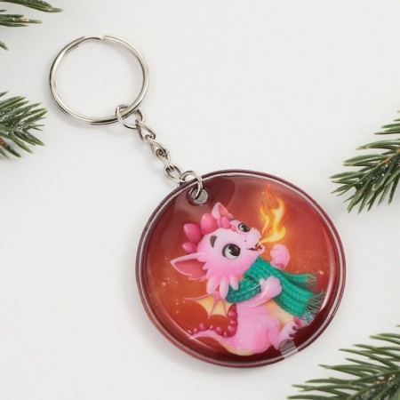 A keychain with a “Cozy New Year” flashlight, 5 x 5 cm-4