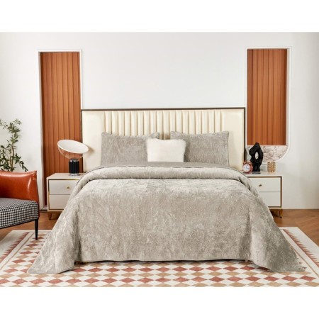 The bedspread with pillowcases Sofi de Marko "Rosalin", size 240x260 cm, 50x70 cm - 2 pcs, beige color