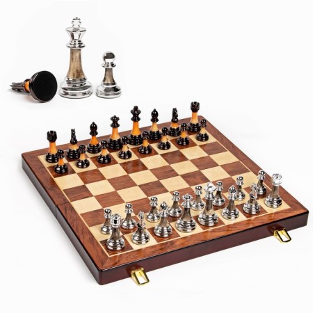 Chess souvenir "jade", wooden board 45 x 45 cm, metal figures