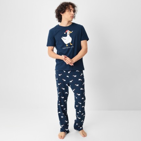 New Year. Pajama men's kaftan "New Year's game", size 56-5
