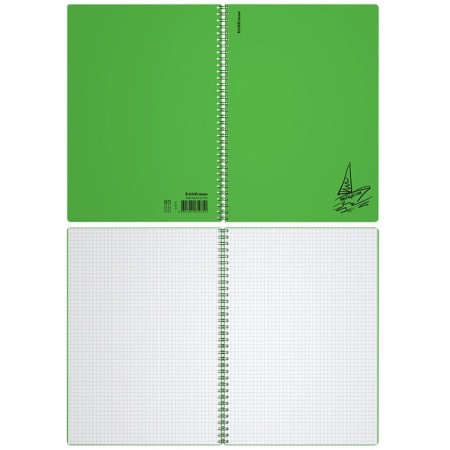 A4 notebook, 80 sheets, cage on spirals, erichkrause, motion, green, plastic cover-3