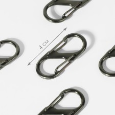 Metal carbine, double, 40 × 18 mm, 5 pcs, black nickel color
