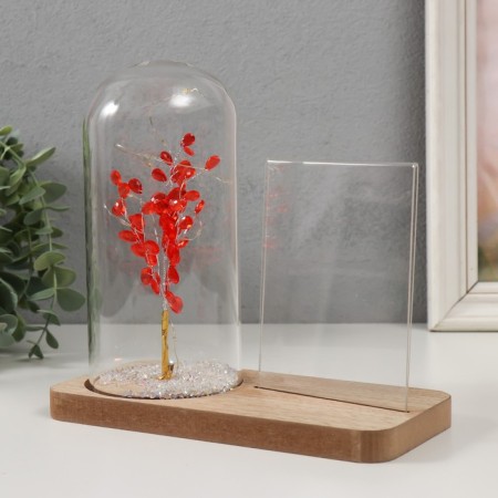 Photo frame wood 9x13 cm with backlight "Red tree" from batteries 2hlr1130 19x9x18.5 cm-3