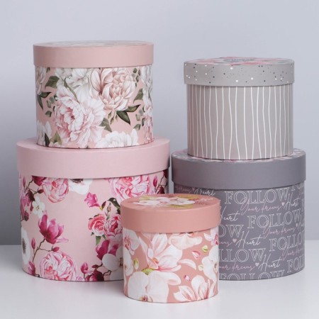 Set of boxes 5 in 1, gift packaging, “Flowers”, 13 x 13.5–19.5 x 23 cm-1