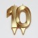 Candle in the cake jubilee "Face + Fountain", number 10, gold metallic, 6.5 cm
