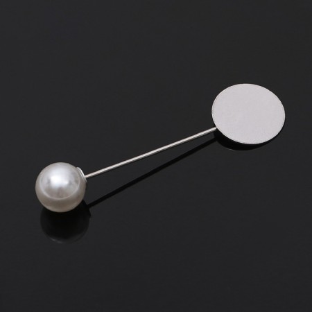 The base "brooch-og" with bead d = 1 cm (set 5 pcs.), L = 5 cm, platform 1.5 cm, color silver