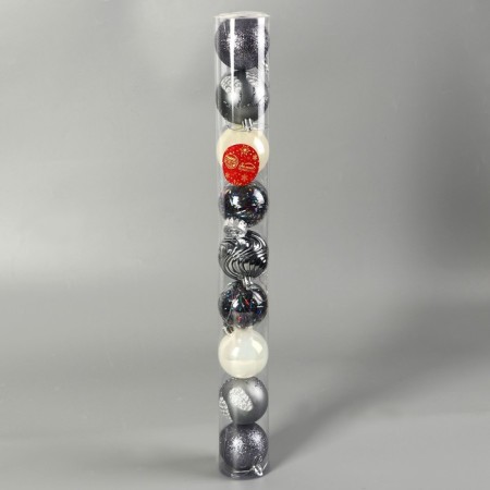 Set of balls plastic D-6 cm, 9 pcs "Melody" Disco wave, gray white-1