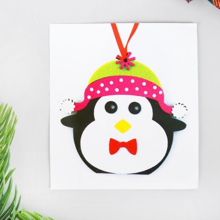 Set for creativity - Create a Christmas tree decoration from a felt "Penguin in a hat"-2