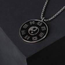 Pompeii pendulum of the yin-yang, black color in black silver, 70 cm