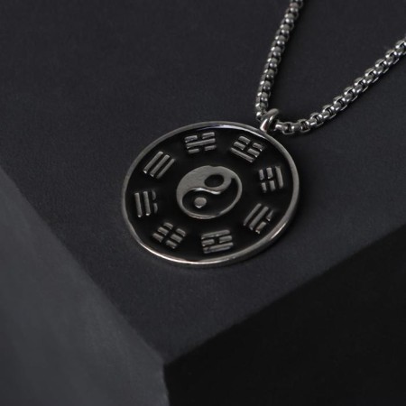 Pompeii pendulum of the yin-yang, black color in black silver, 70 cm