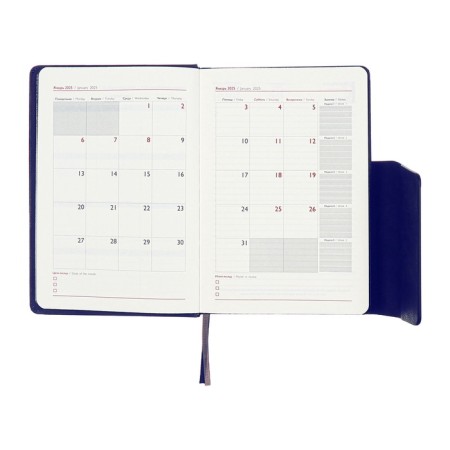 Dated 2025 diary, A5, 176 sheets of Escalada, a solid cover made of artificial leather, pancake embossing, lies, cream block 70 g/m2, blue-12