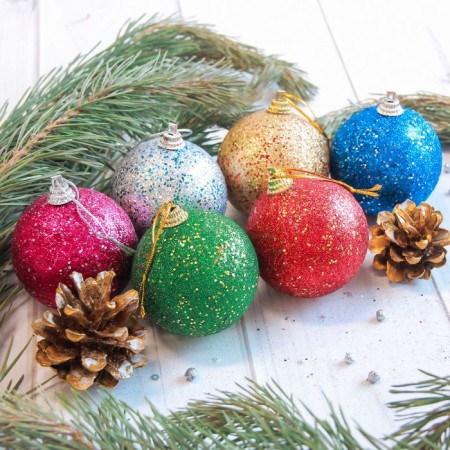 Set of balls plastic D-5.5 cm, 6 pcs "Fairytale shine" mix