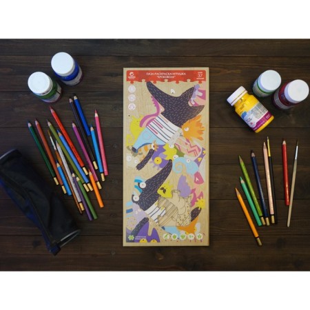 Wooden designer 3 in 1 "crocol", puzzle, coloring, toy