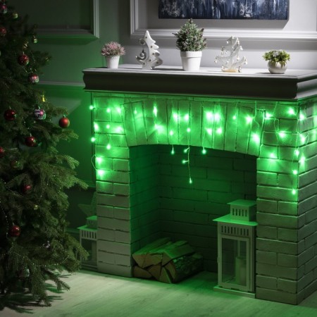 Garland "fringe" 1.8 × 0.5 m, IP20, transparent thread, 48 LED, green glow, 8 modes, 220 V