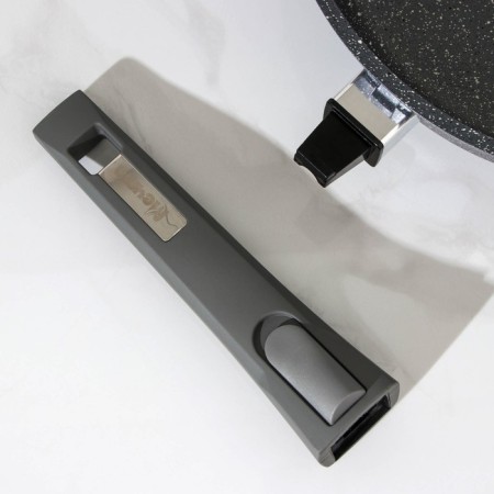Granite pan, d = 26 cm, anti -stick coating, removable handle, glass cover, color gray color-4