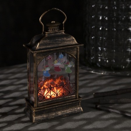LED figure "fireplace with socks" 10 × 18 × 4.5 cm, plastic, batteries AAAX3 (not in the kit), glow warm white