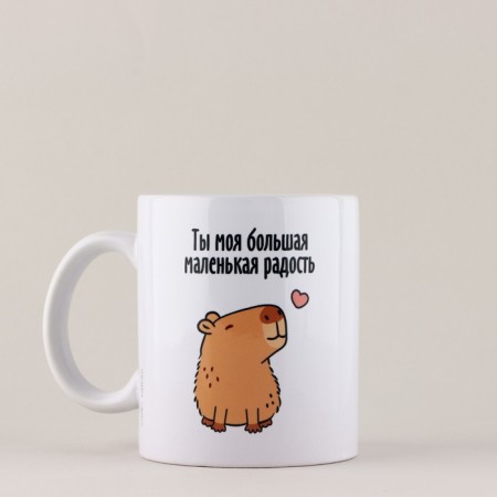 Ceramic Capibara mug, 320 ml, white color-3