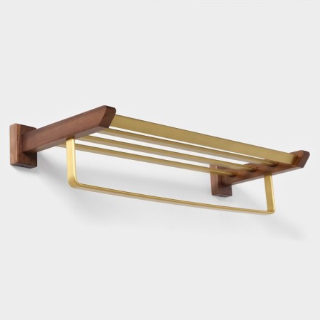 Shelf with a holder for towels Stölz Hölzern Premiere, walnut wood, aluminum-3