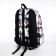 A backpack with a zipper, 3 outer pockets, black/red color