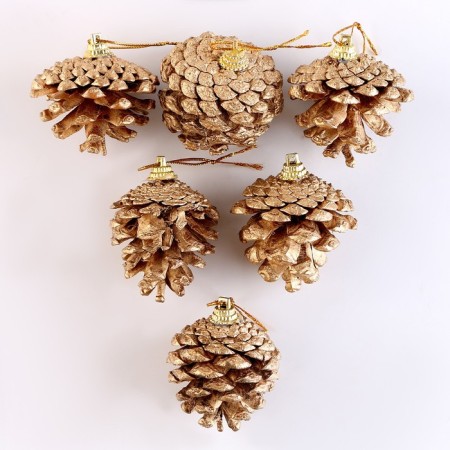 A set of decorative cones, 6 pcs., In gold, 17.5 × 11.5 × 6 cm-1
