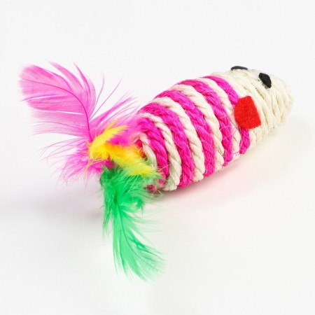 Sizalevaya mouse, 7 cm, pink/white-2