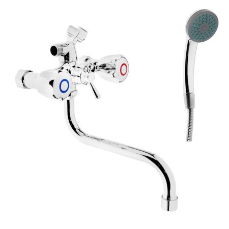 Bath mixer Zein Z9035, Cran-Box Brass 1/2 ", shower watering can and hose, chrome