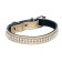 Collar of two-layer leather with rhinestones, width 1 cm, Osh 16-22 cm, gold